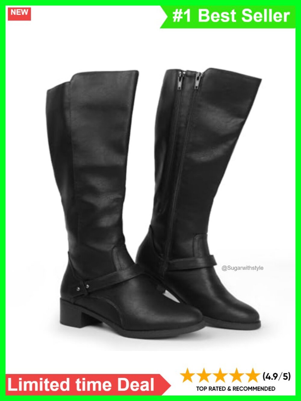 Wide Calf Double Zipper Knee High Riding Boots